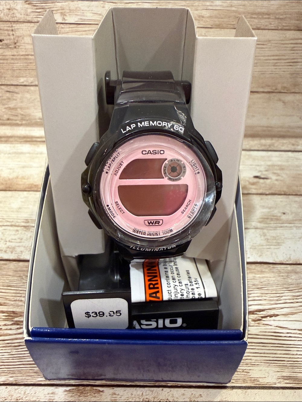 Casio Pink Tint and Black Digital Sport Watch NEW